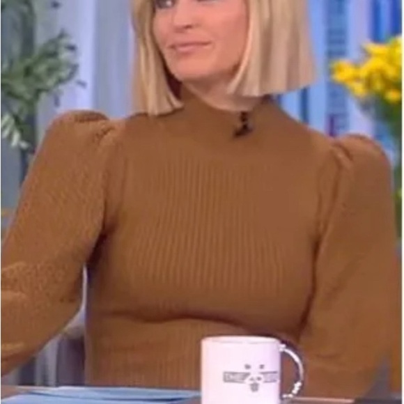 Alice + Olivia Caleb Puff Sleeve Sweater Dress in Camel - Picture 7 of 7